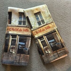 NWOT Set of 2 Kitchen Towels French Cafe Graphic -cute!